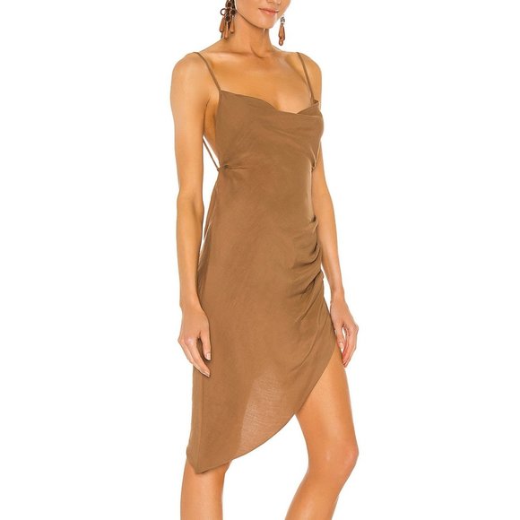 Amanda Uprichard Open Back, Pleated Side Asymmetrical Dress - Sz M - Picture 3 of 5